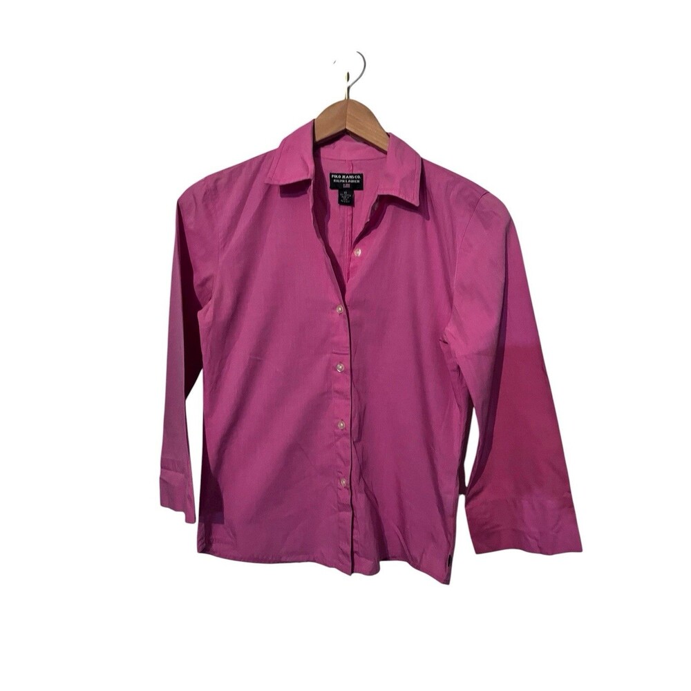 Polo Jeans Co Ralph Lauren Vintage Hot Pink Cotton Button Down Top Sz XS
